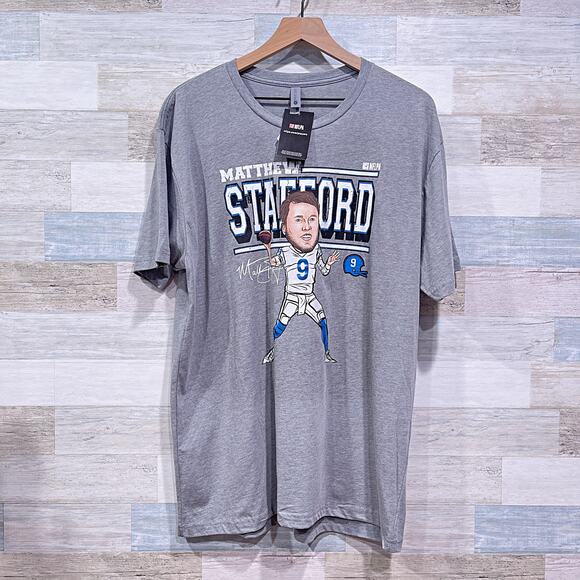 NFLPA Matthew Stafford Caricature Graphic T Shirt Gray Football NFL Mens XL - Picture 1 of 7